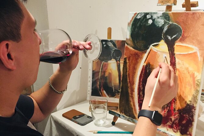 Wine and Painting Workshop Experience in Brussels - Acrylic painting in a guided critique format